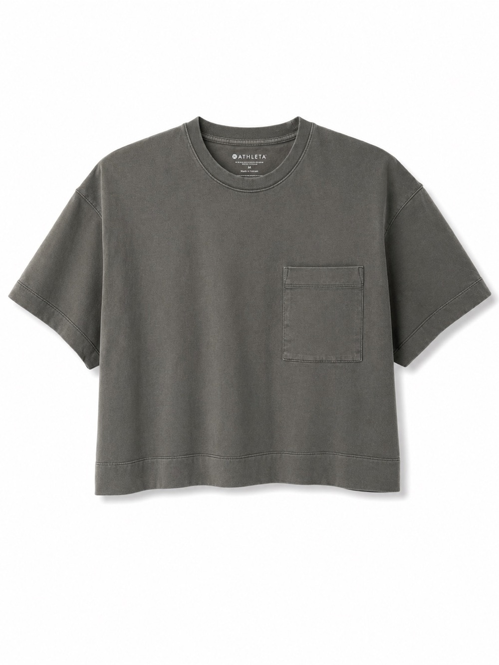 Athleta Short-Sleeve Cropped Tee in Olive Gray